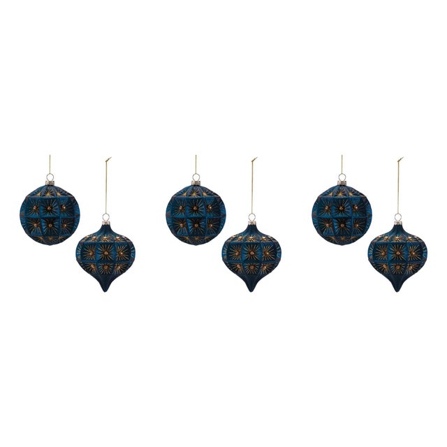 Glass Glass Round Ornaments (Set of 6) For Sale - Image 7 of 7