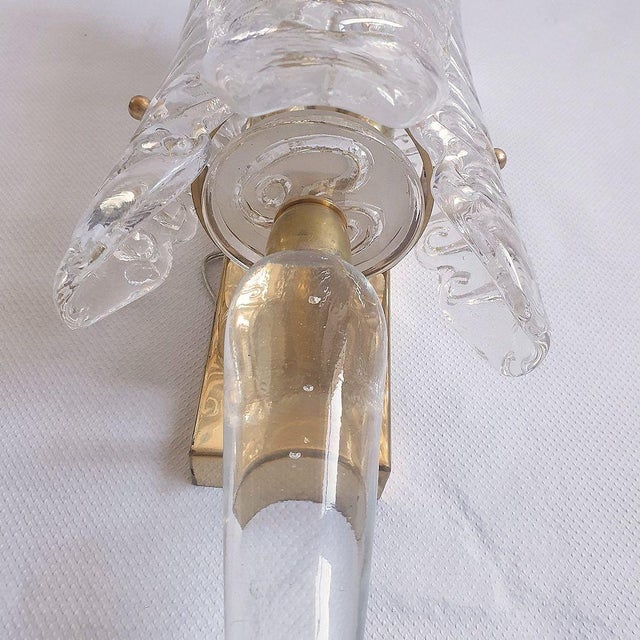 1970s Clear Murano Glass Mid Century Modern Sconces - A Pair For Sale - Image 11 of 12