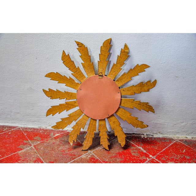 Wood Sun Mirror in Gilded Wood, France, 1960s For Sale - Image 7 of 8