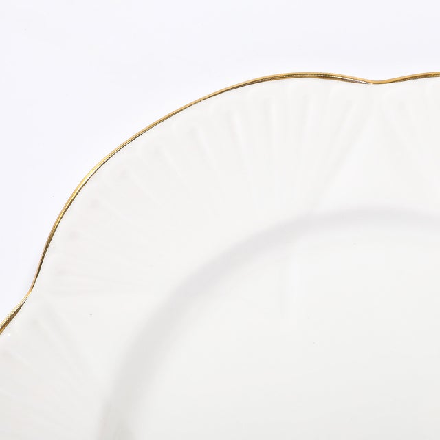 Set of 10 Art Deco Style Bone China Plates With 24Karat Gold Trim Signed Shelley For Sale - Image 9 of 14