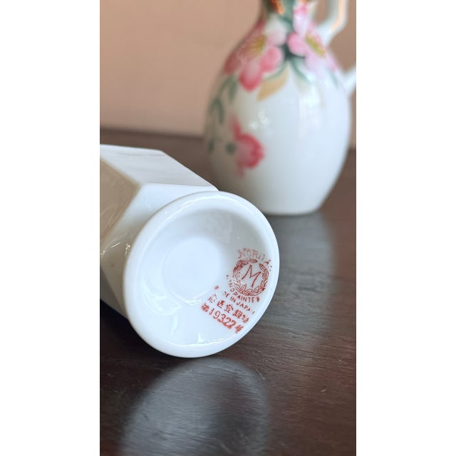 Antique, Early 20th Century Noritake Japan Azalea Porcelain Mustard Pot and Vinegar Cruet Set For Sale In New York - Image 6 of 7