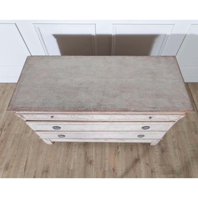Antique Danish Painted Chest of Drawers in Antique White, Early 19th Century For Sale - Image 4 of 10
