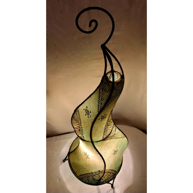 Metal Contemporary 27" Light Turquoise Dansing Moroccan Traditional Henna Lamp For Sale - Image 7 of 9