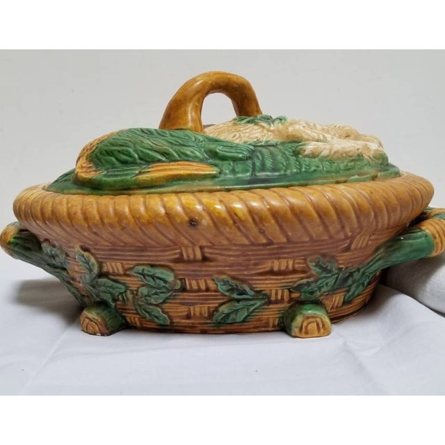 Farmhouse Zoomorphic Casserole Dish with Rabbit and Duck, 1930s For Sale - Image 6 of 11