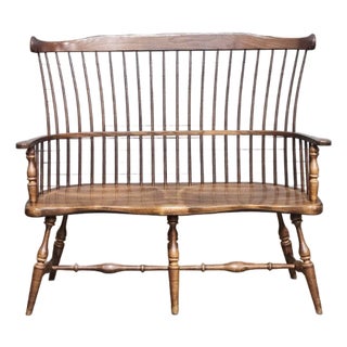 Late 20th Century Windsor Arm Fan Back Bench Bench Made by Fredrick Duckloe in Pennsylvania For Sale
