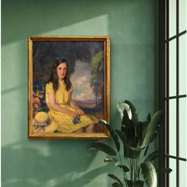 Large Portrait. Out of Ohio. Original carved gilded frame. The canvas is in good condition with no rips or loss. Very nice...