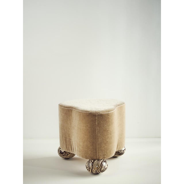 Contemporary Wool and Ceramic Cirrus Ottoman by Henry Holland Studio For Sale - Image 3 of 6