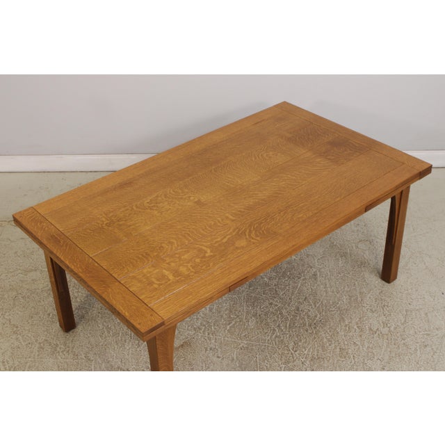 Mission Stickley Drawleaf Mission Oak Dining Room Table For Sale - Image 3 of 18