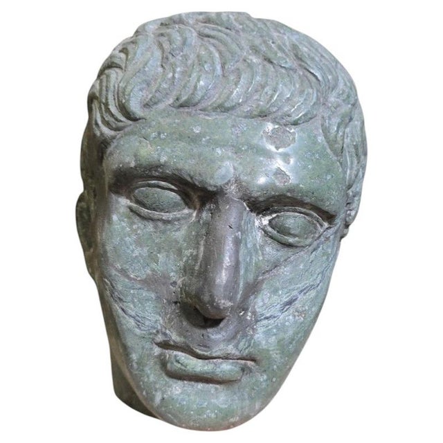 Antique Classical Italian Carved Marble Head, 1950 For Sale - Image 11 of 11