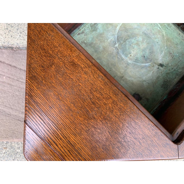 Wood Mid-Century Oak Planter With Copper Insert 24 Inches Square For Sale - Image 7 of 7