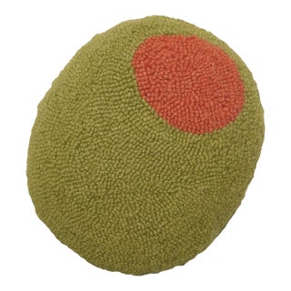 Olive Shaped Hook Pillow, 10" x 10" For Sale