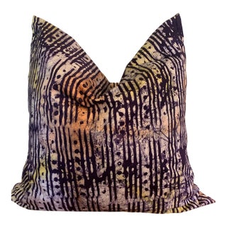 Purple Strips Handmade Adire (Tie-Dye) Decorative Throw Pillow Cover For Sale