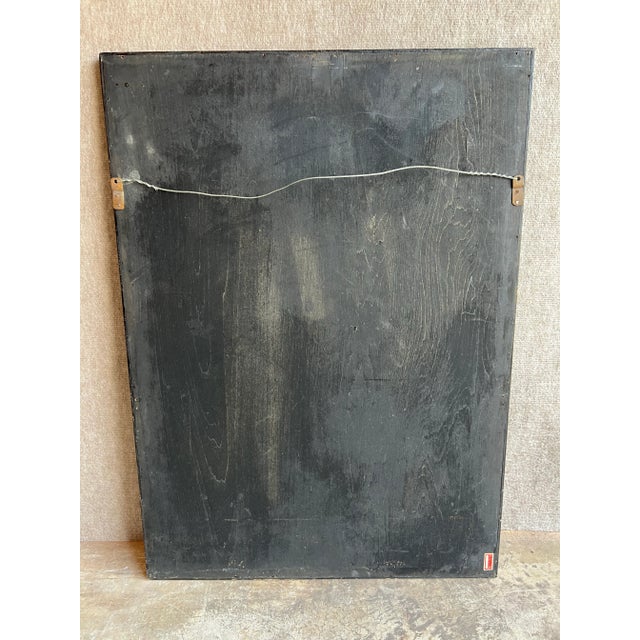 Vintage Mid 20th Century Signed Chinese Enamel Painting of Scenic Lake Scene With Herons on Lacquered Board and Frame For Sale - Image 10 of 12