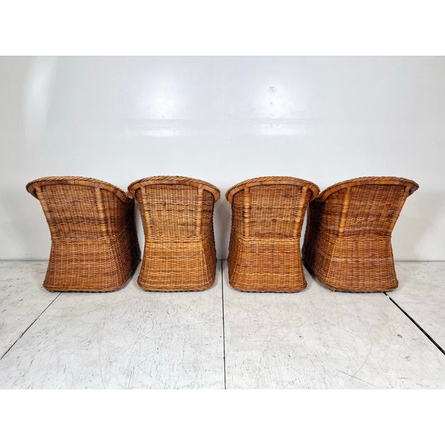 Vintage Braided Wicker Dining Set- Table and 4 Chairs For Sale - Image 10 of 12