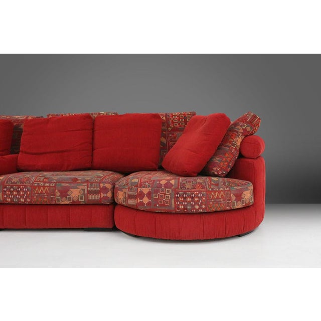 1980s Modular Sofa in Red and Patterned Upholstery from Roche Bobois, France, 1980s For Sale - Image 5 of 18