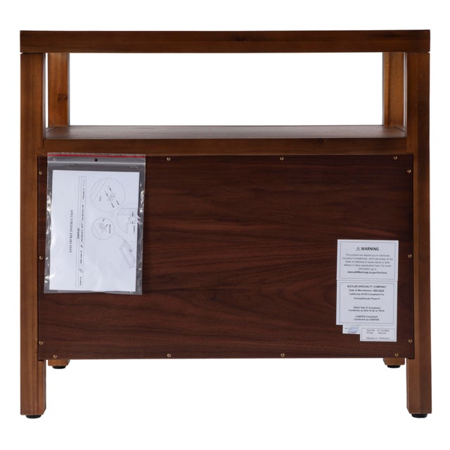 Nora 28 in. W Rectangular 2 Drawer Wide Nightstand with Open Shelf, Walnut For Sale - Image 9 of 11