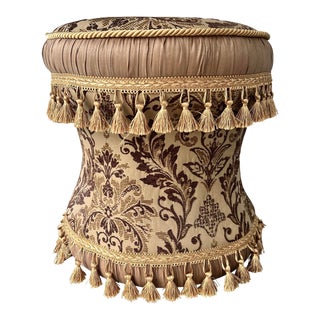 Hour Glass Shape Tassel Trimmed Footstool For Sale
