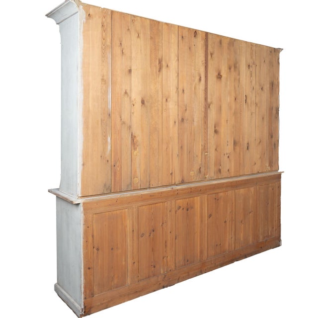 19th Century Large Gray Painted Pine Bookcase Display Cabinet From Denmark For Sale - Image 10 of 10