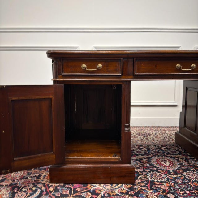 English Classic Desk with Green Leather For Sale - Image 12 of 18