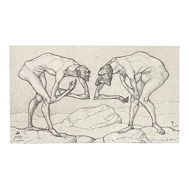 1947 Paul Klee Engraving 2 Two Men Meet 1903 For Sale