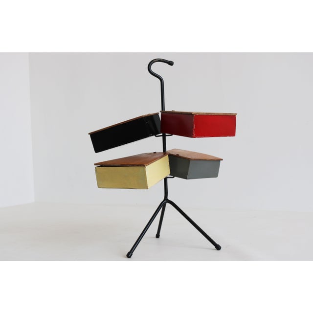 Mid-Century Dutch Sewing Box Stand by Joost Teders for Metalux, 1950s For Sale - Image 10 of 11