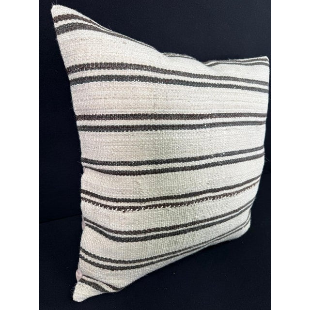 Contemporary Turkish Hemp Pillow Cushion Natural Beige Dark Brown Pillow Cushion Cover 24x24 For Sale - Image 3 of 4
