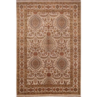 Handwoven Indian Mughal Area Rug 6'0" X 8'8" For Sale