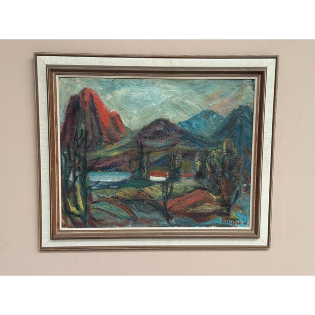 B. Elvsfedt, Hut Between Hills, 1962, Oil on Canvas, Framed For Sale - Image 15 of 18