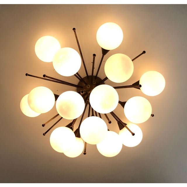 Bronze 21st Century Mezzo Bronze Matte White Murano Flush Mount by Fabio LTD For Sale - Image 8 of 9