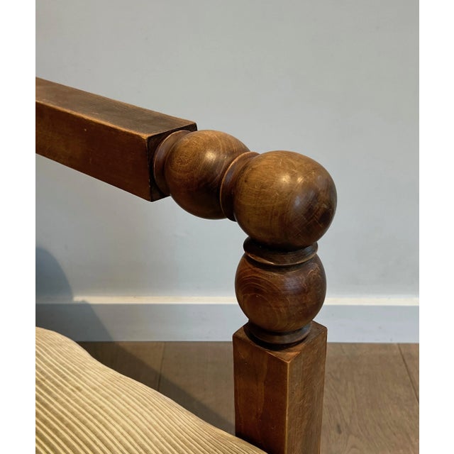 Brown Circa 1950s Wood & Velvet Brutalist Armchair For Sale - Image 8 of 12