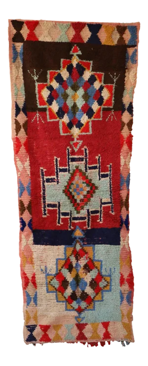 Moroccan Vintage Boujad Rug 3x9 Ft
