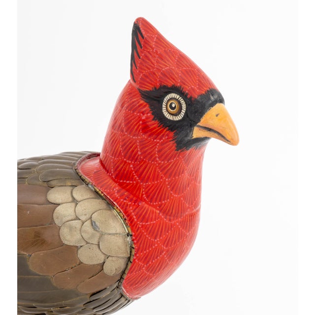 Sergio Bustmante (Mexican, b. 1949) Cardinal Sculpture, copper, brass, and enamel, signed and numbered edition "91/100" to...