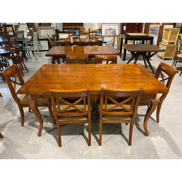 Baker Furniture French Country Harvest Farm Table With 8 Matching