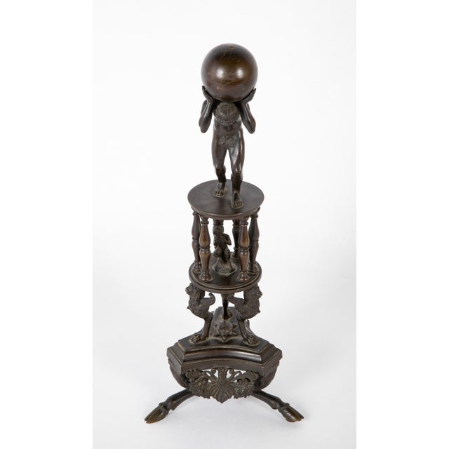 Metal 19th Century Italian Grand Tour Bronze of Atlas On A Stand With Turtle For Sale - Image 7 of 10