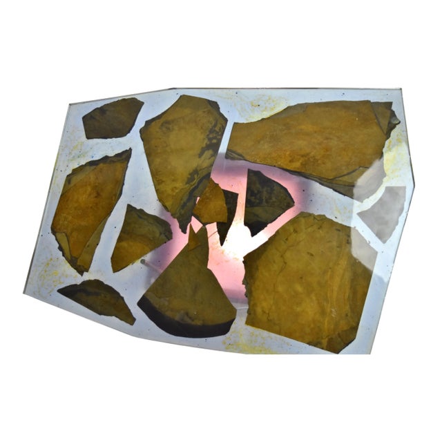 Stone Custom Studio Made Side Table With Resin and Slate Top and Light Up Base For Sale - Image 7 of 13