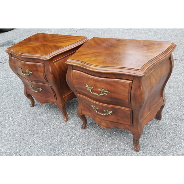 Mid-Century Modern Mid 20th Century John Widdicomb Bombe Style Walnut Nightstands - a Pair For Sale - Image 3 of 13