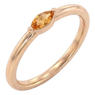 Natural Citrine Stacking Ring - November Birthstone Ring - Dainty Minimalist Everyday Ring - Us 7 For Sale