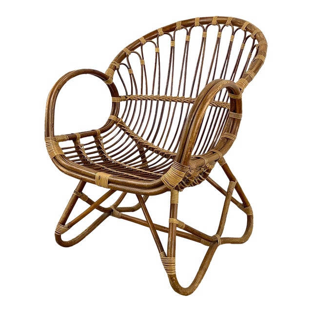 Vintage Boho Modern Rattan Accent Chair Chairish