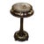 French Neoclassical Side Table – Dark Wood, Glass Top, Gold Leaf & Small Drawer For Sale