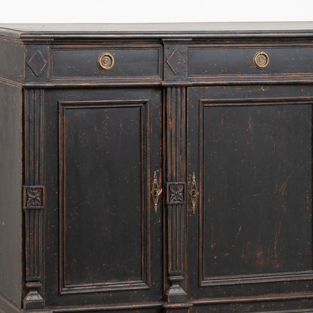 Black 19th Century Swedish Black Painted Pine Sideboard Buffet For Sale - Image 8 of 18