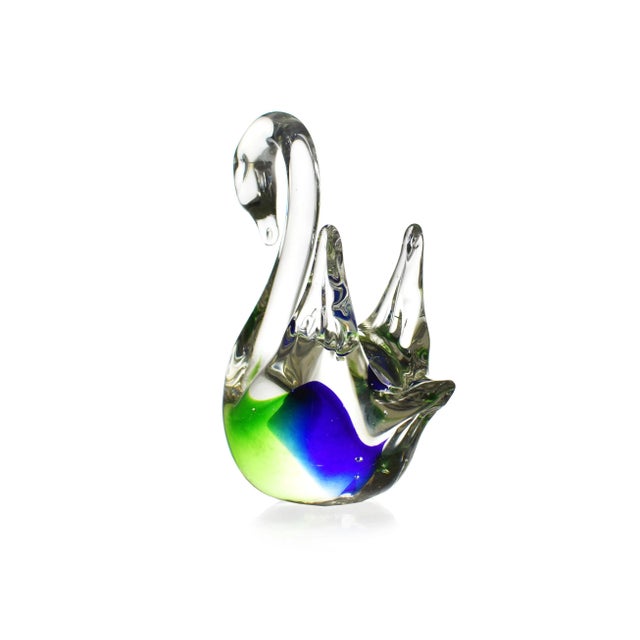 Late 20th Century Hand Blown Swan Bird Art Glass Figurine - 2 Pieces For Sale - Image 4 of 7