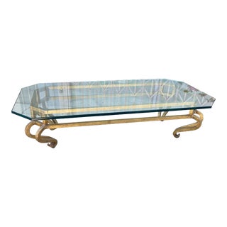 1960s Mid Century Iron and Glass Coffee Table For Sale