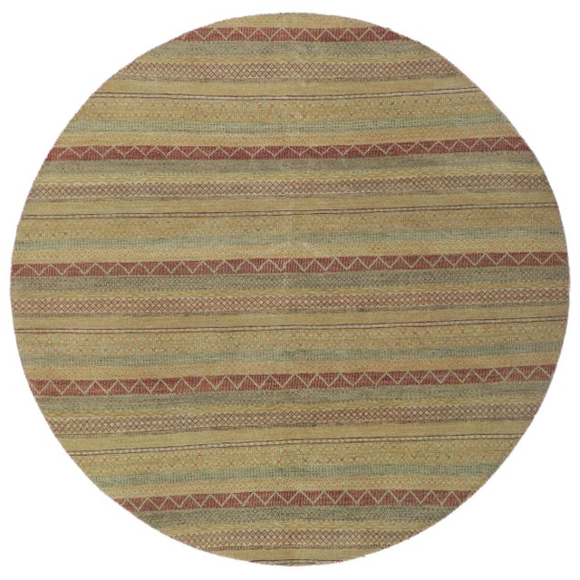 Striped Round Area Rug - 07'09 X 07'10 For Sale - Image 9 of 9
