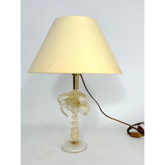 Metal Mid-Century Brass and Murano Glass Table Lamp from Tommaso Barbi, 1970s For Sale - Image 7 of 9