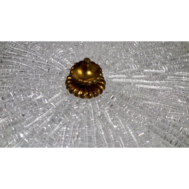 Brass and Crystal Glass Three-Light Ceiling Lamp from Kaiser, 1940s For Sale - Image 6 of 13
