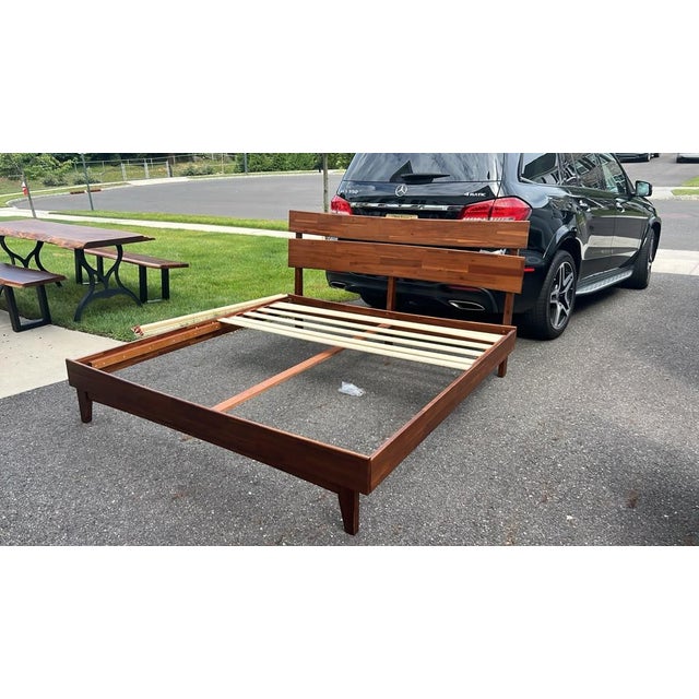 Solid Wood Acacia Aurora King Platform Bed Frame For Sale - Image 4 of 5