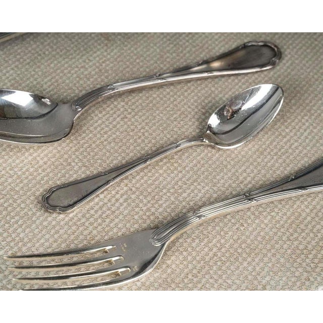 Metal Cutlery Service in Silver Plating from Ercuis, Set of 49 For Sale - Image 7 of 14