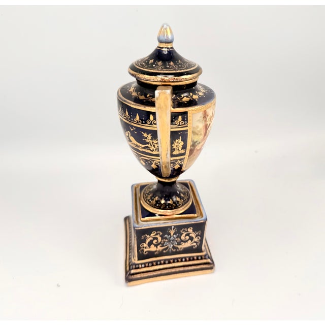 Antique French Cobalt Blue & Gold Porcelain Urn Neoclassical For Sale - Image 4 of 4