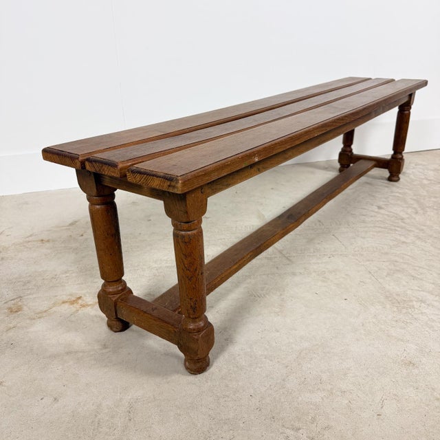 1920s Antique Oak Benches with Turned Legs, 1920s, Set of 2 For Sale - Image 5 of 15