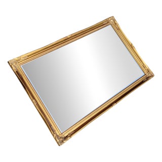 Antique French Louis XV Rococo Revival Facet-Cut Wall Mirror with Ornate Giltwood Frame, 1900s For Sale